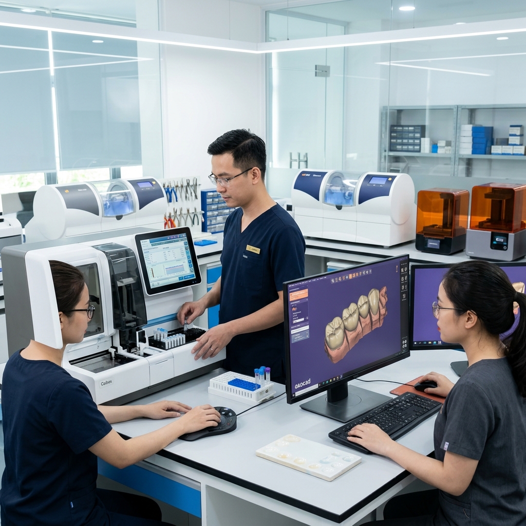 automated biochemistry analyzer - Digital dental crown design on a computer screen