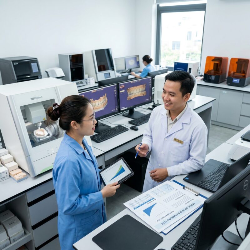 medical equipment financing options - Dental lab technician working on CAD/CAM software