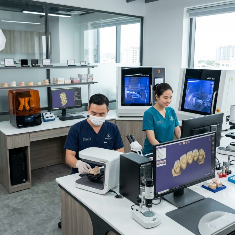how to compete with in-house chairside milling as a dental lab 2026 - Dental technician using CAD software to design a crown