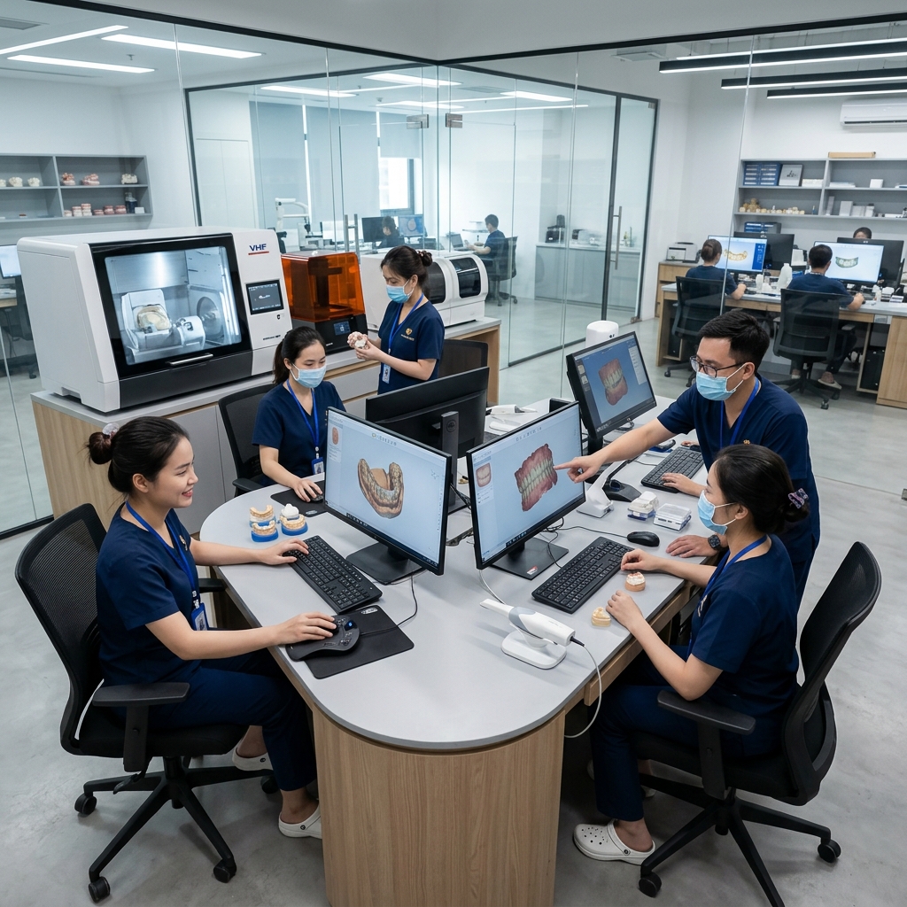 multi-location dental lab design service - Digital dental design workflow on CAD/CAM software
