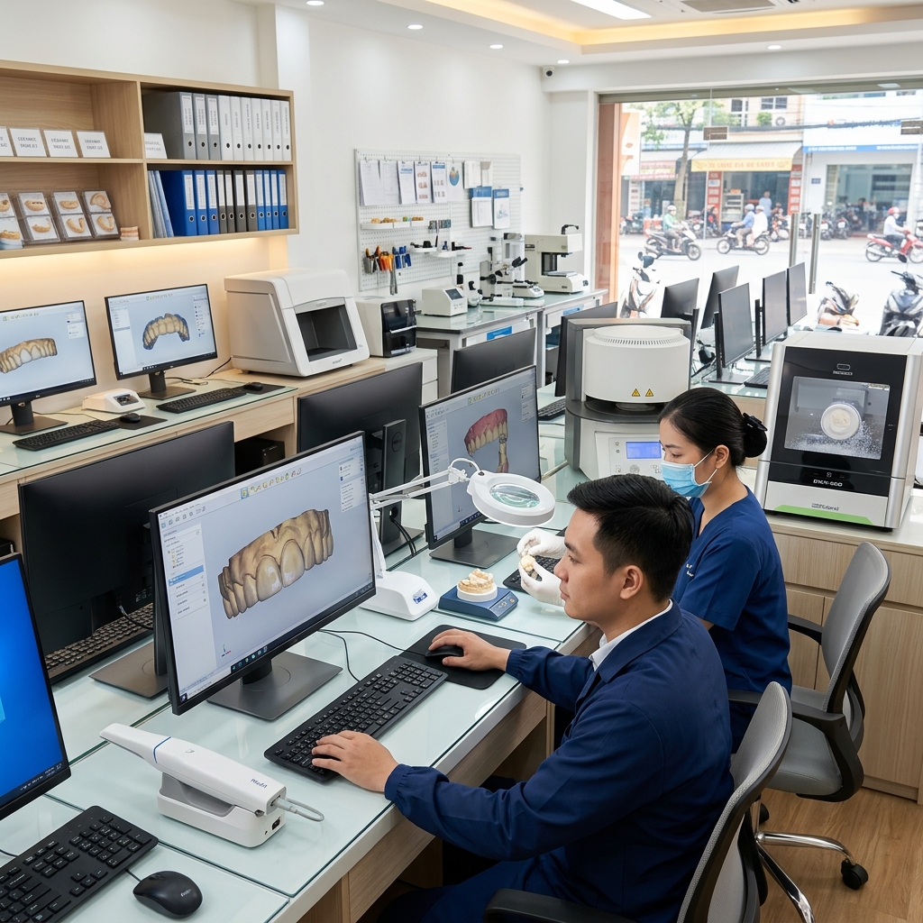 dental practice business plan - Dental technician working on a digital design using CAD software