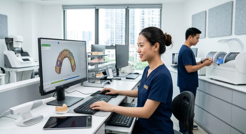 medical license renewal process - Digital design interface showing a detailed 3D model of a dental arch