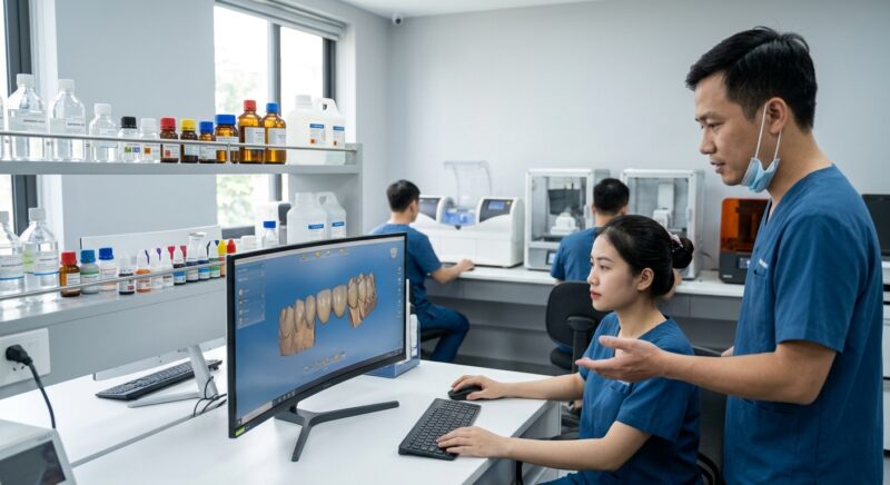 clinical lab reagents wholesale - 3D rendered model of a dental crown on a digital screen