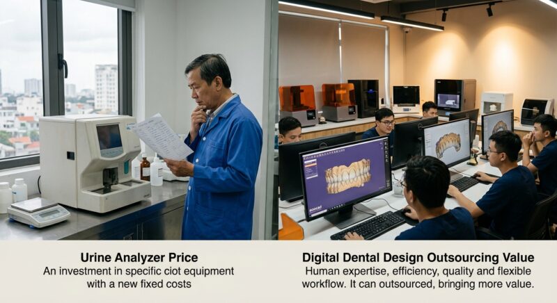 urine analyzer price - 3D rendering of an implant surgical guide on a digital model