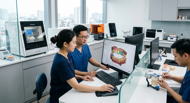 patient experience software healthcare - Digital dental workflow showing scan, design, and fabrication