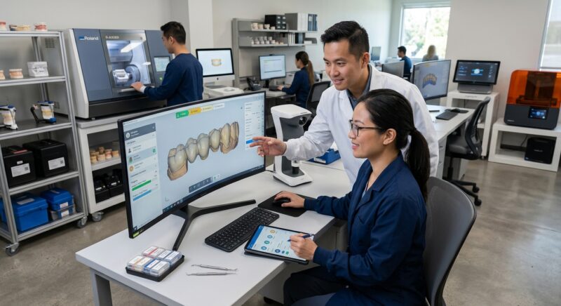 dental lab order tracking software - Dashboard of a dental lab order tracking system showing case statuses