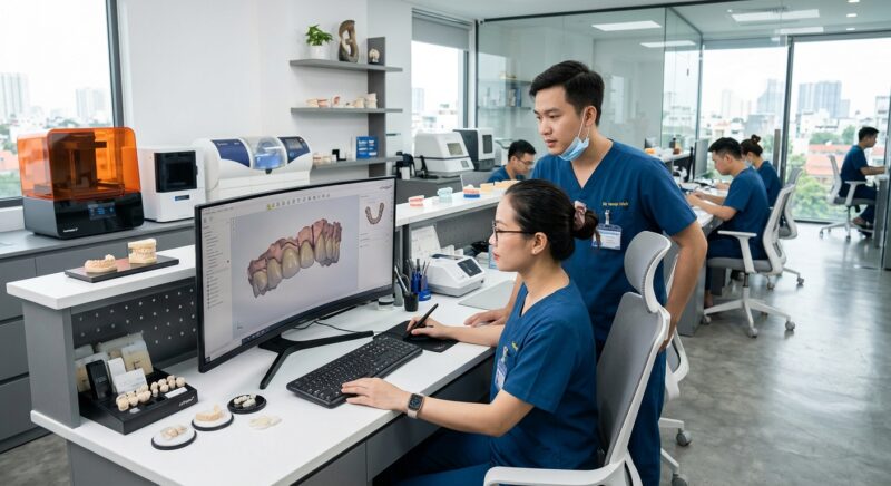 how to compete with in-house chairside milling as a dental lab 2026 - Digital dental design workflow on a computer screen