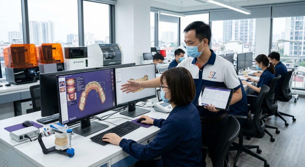 dental ai clinical documentation - Dental professional reviewing AI-generated clinical data on a tablet
