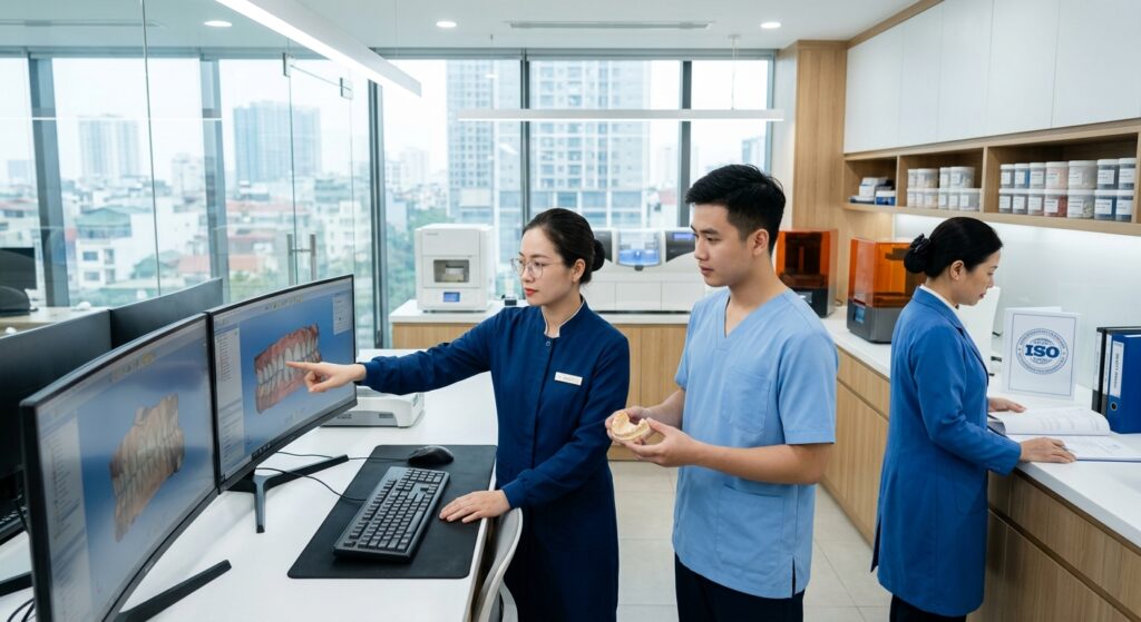 iso 15189 lab accreditation guide - Digital dental design workflow showing CAD software interface