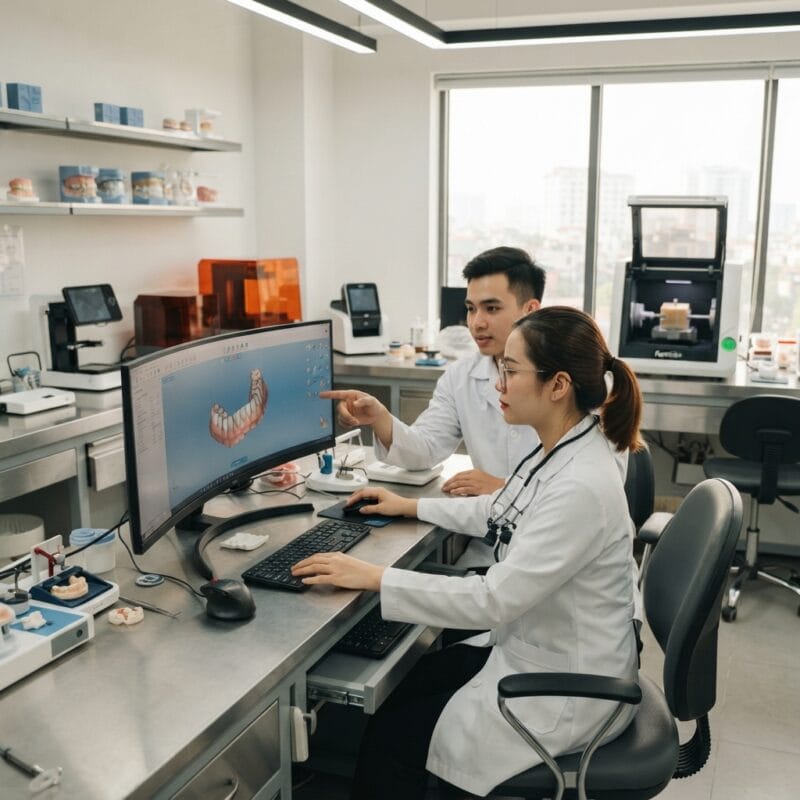 Dental technicians working on digital dental CAD designs in a modern lab - New Tax Rules for Dental Labs in the USA in 2026: What to Expect