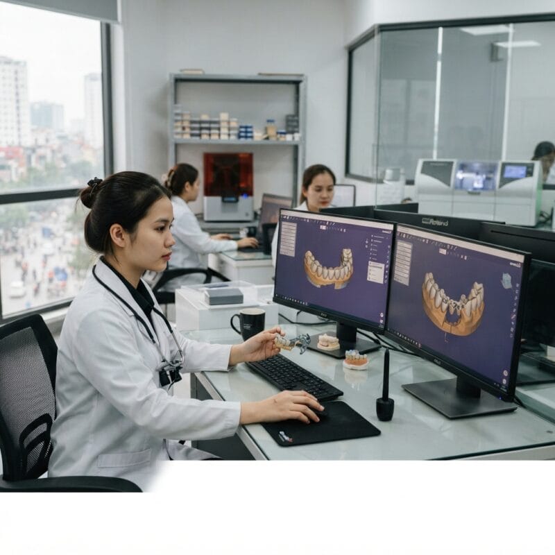 Dental technicians working on digital dental CAD designs in a modern lab - How to Solve the Dental Technician Shortage with CAD Design Outsourcing in 2026