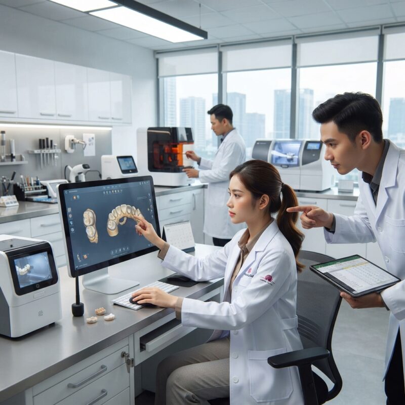 Dental technicians working on digital dental CAD designs in a modern lab - Dental Lab Tax and Regulation Changes in Japan 2026: What Labs Must Know