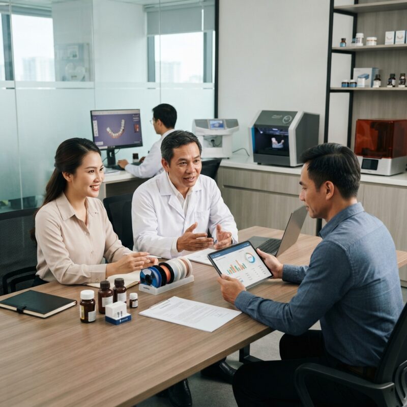Dental technicians working on digital dental CAD designs in a modern lab - How to Negotiate with Dental Material Suppliers to Cut Costs in 2026