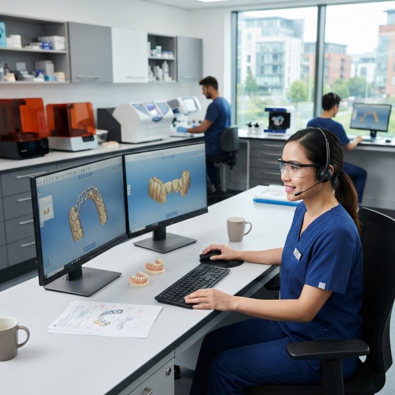 Dental technicians working on digital dental CAD designs in a modern lab - Dental Lab Tax and Regulation Changes in Ireland in 2026: What to Know