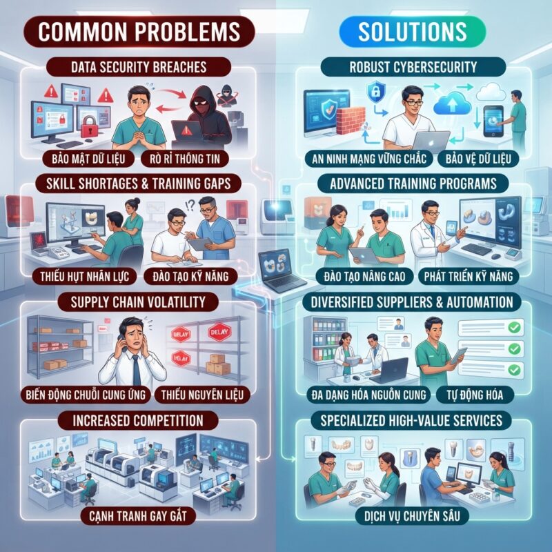 Dental technicians working on digital dental CAD designs in a modern lab - Common Problems Dental Labs Face in 2026 and How to Solve Them