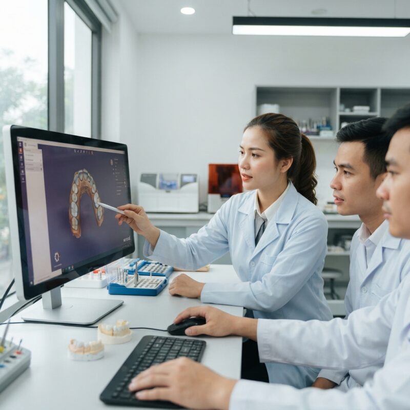 Dental technicians working on digital dental CAD designs in a modern lab - Greater New York Dental Meeting guide for dentists: what to plan before you go, November 2026