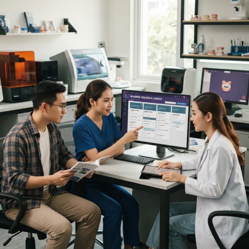 Dental technicians working on digital dental CAD designs in a modern lab - How to Choose CE Courses at the Greater New York Dental Meeting, November 2026