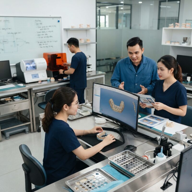 Dental technicians working on digital dental CAD designs in a modern lab - Greater New York Dental Meeting for international dentists: travel, registration and planning tips, November 2026