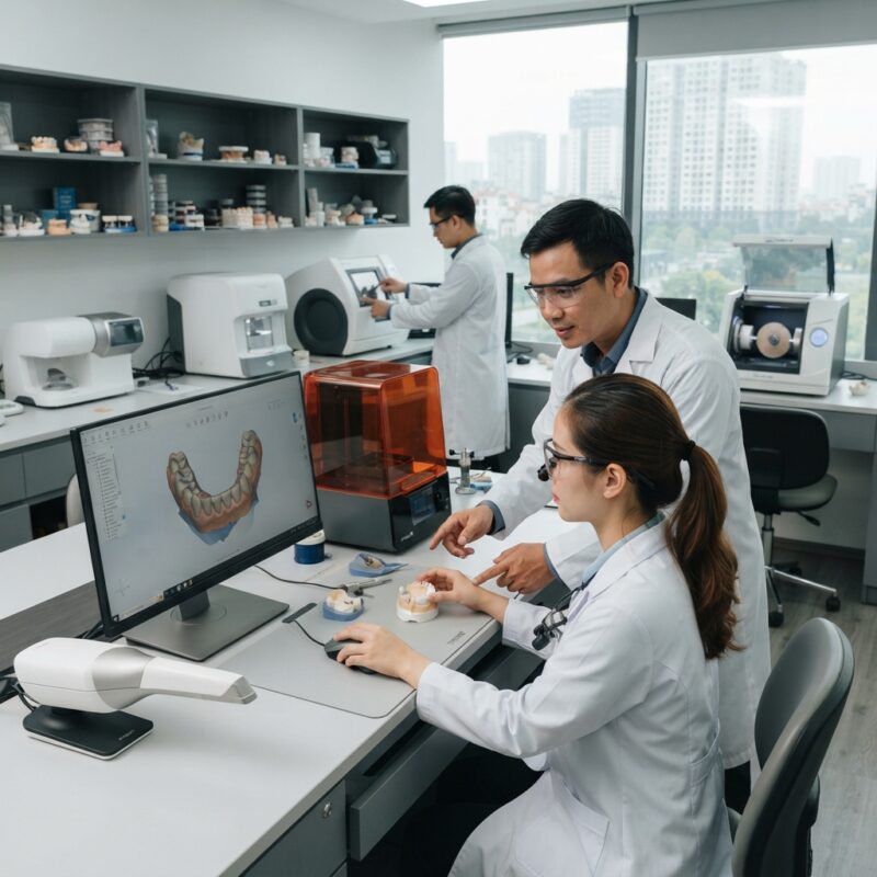 Dental technicians working on digital dental CAD designs in a modern lab - What Digital Dentistry Visitors Can Expect at the ADF Congress in Paris, November 2026