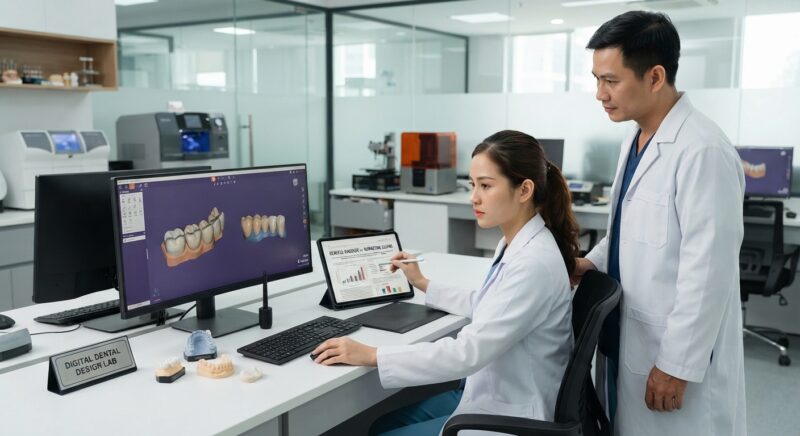 Dental technicians working on digital dental CAD designs in a modern lab - Why a Press Release Is Not Clinical Evidence: A Guide for Dentists, December 2026