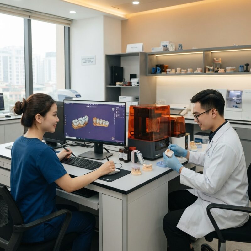 Dental technicians working on digital dental CAD designs in a modern lab - Cost to Open a 3D Lab for Dental Design in 2026: Complete Guide