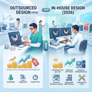 3D dental lab outsourcing vs in-house design cost comparison 2026