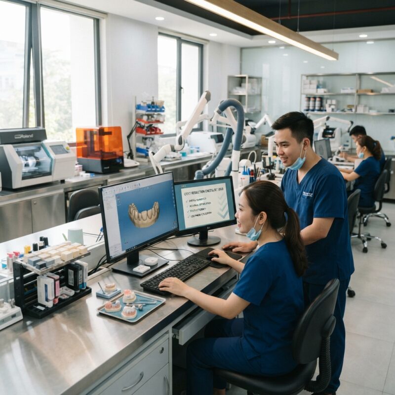 Dental technicians working on digital dental CAD designs in a modern lab - Dental Lab Overhead Cost Reduction Checklist for 2026