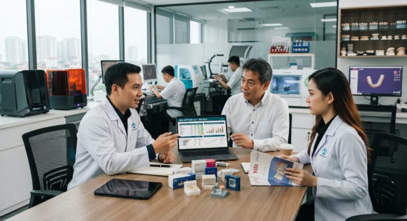 Dental technicians working on digital dental CAD designs in a modern lab - How to Negotiate with Dental Material Suppliers to Cut Costs in 2026