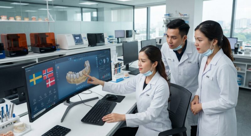 Dental technicians working on digital dental CAD designs in a modern lab - Dental Lab Tax and Regulation Changes in Sweden, Norway and Denmark in 2026