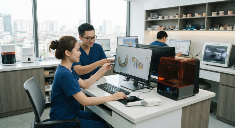 Dental technicians working on digital dental CAD designs in a modern lab - Greater New York Dental Meeting guide for dentists: what to plan before you go, November 2026