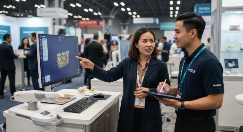 Dental technicians working on digital dental CAD designs in a modern lab - Questions to Ask Lab and Design Partners on the Greater New York Dental Meeting Exhibit Floor, November 2026