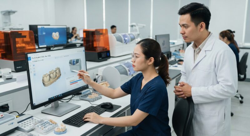 Dental technicians working on digital dental CAD designs in a modern lab - How Dentists Can Evaluate New Digital Dentistry Product Announcements Before Buying, November 2026