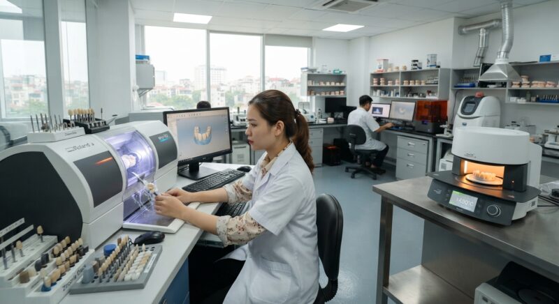 Dental milling machine cutting a zirconia crown in a dental laboratory - Tooth Preparation Guidelines for Monolithic Zirconia Crowns 2026