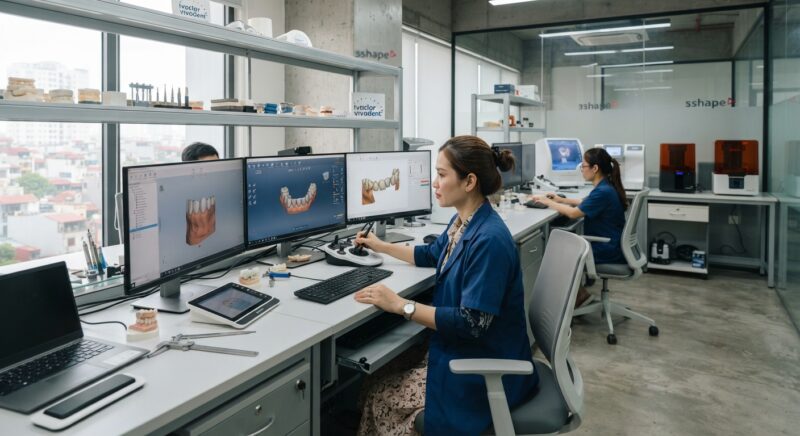 Dental technician designing a restoration in CAD software at a computer workstation - How to Read a Dental Clinical Study: A Practical Guide for Busy Dentists 2026