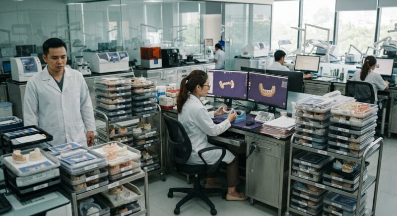 Dental technicians working on digital dental CAD designs in a modern lab - How Much the Dental Technician Shortage Costs Labs in Lost Cases and Delays in 2026