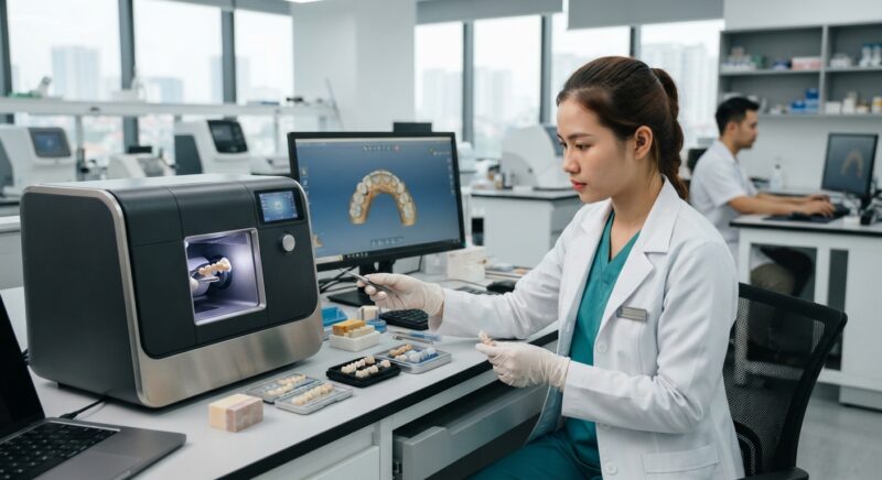 Dental technicians working on digital dental CAD designs in a modern lab - Best Dental Milling Machine for Labs 2026: Ultimate Buying Guide