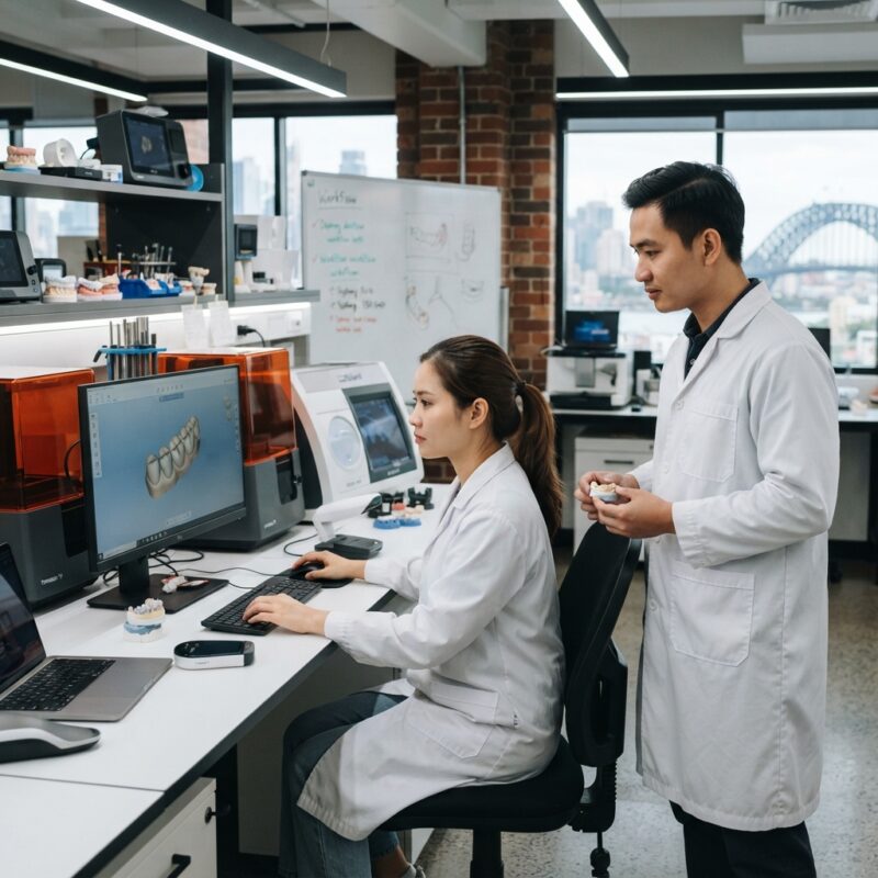 Dental technicians working on digital dental CAD designs in a modern lab - Dental Lab Tax and Compliance Rules in Australia 2026: What You Need to Know