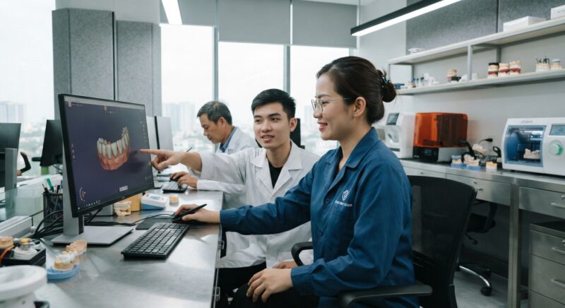 Dental technicians working on digital dental CAD designs in a modern lab - How to Choose a Dental CAD Design Outsourcing Partner in 2026: 10-Point Checklist