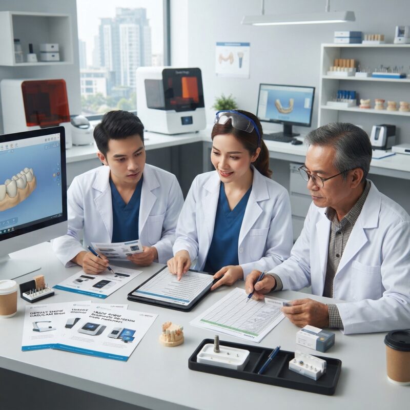 Dental technicians working on digital dental CAD designs in a modern lab - How to Turn Trade Show Announcements into a Purchasing Checklist for a Dental Clinic, December 2026
